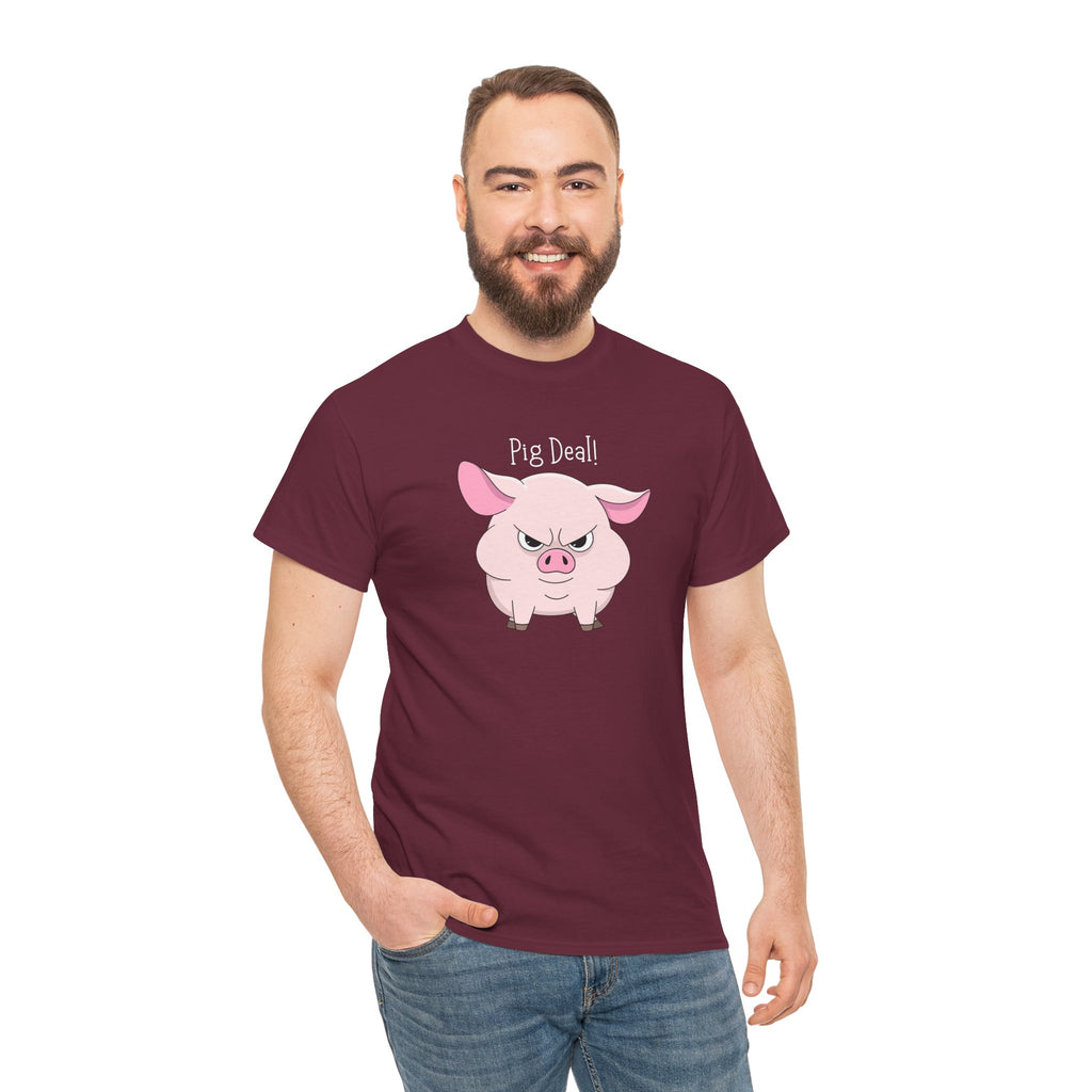 Pig Deal! Cute Angry Pig Graphic Tee — Funny Farm Animal T-Shirt