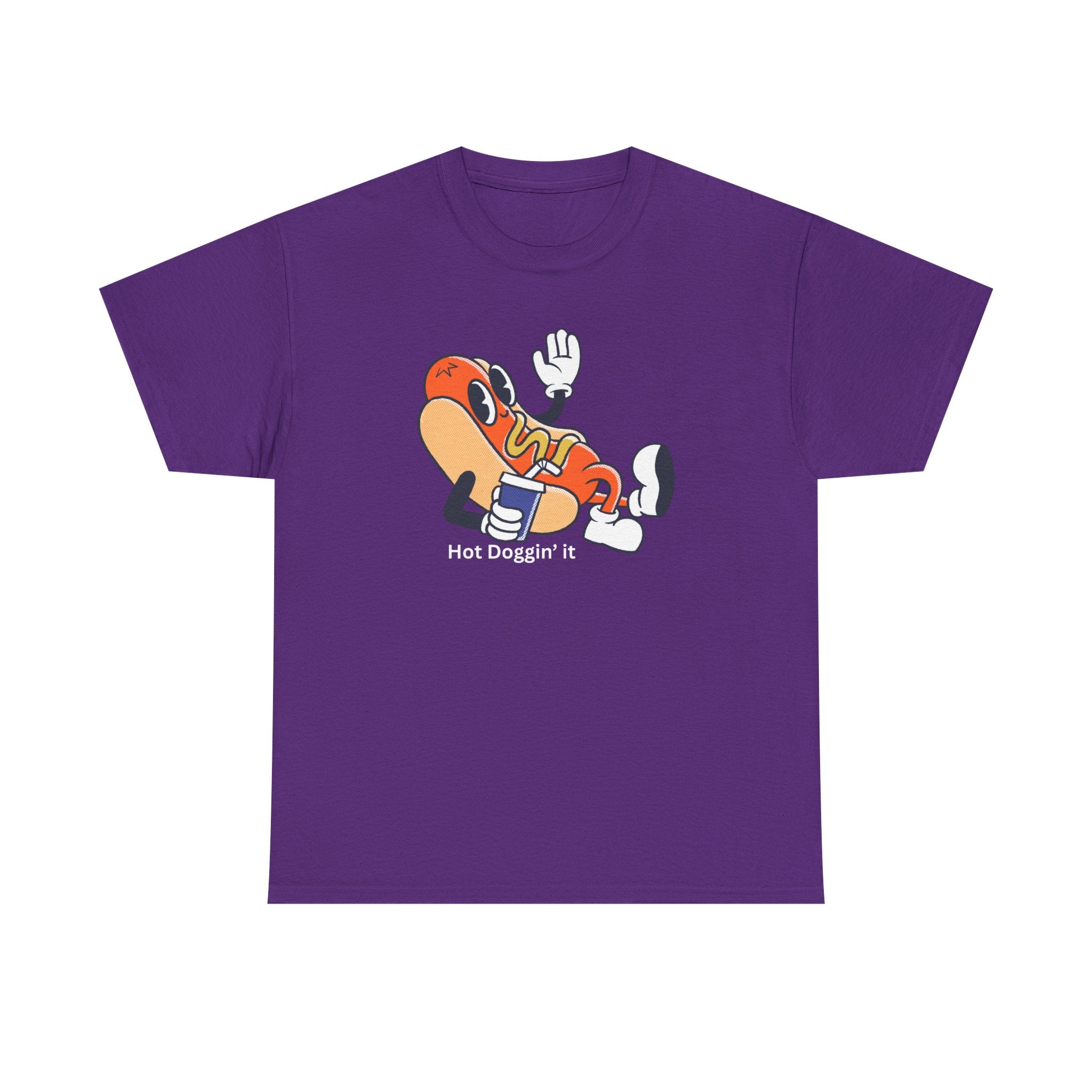 Hot Dog Character T‑Shirt – Retro Cartoon Dancing Sausage Tee