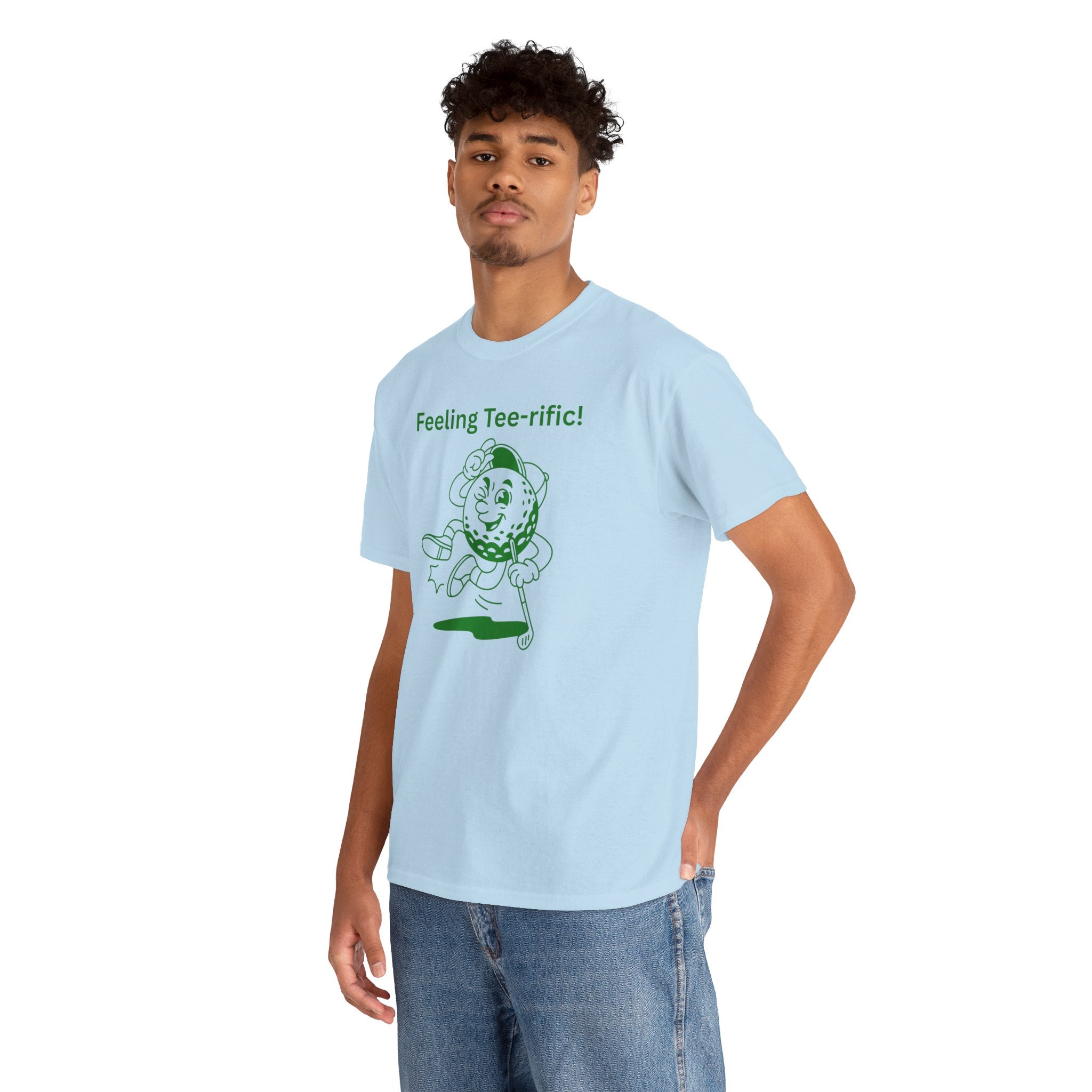 Golf Tee T-Shirt — "Feeling Tee-rific!" Vintage Golf Character Shirt