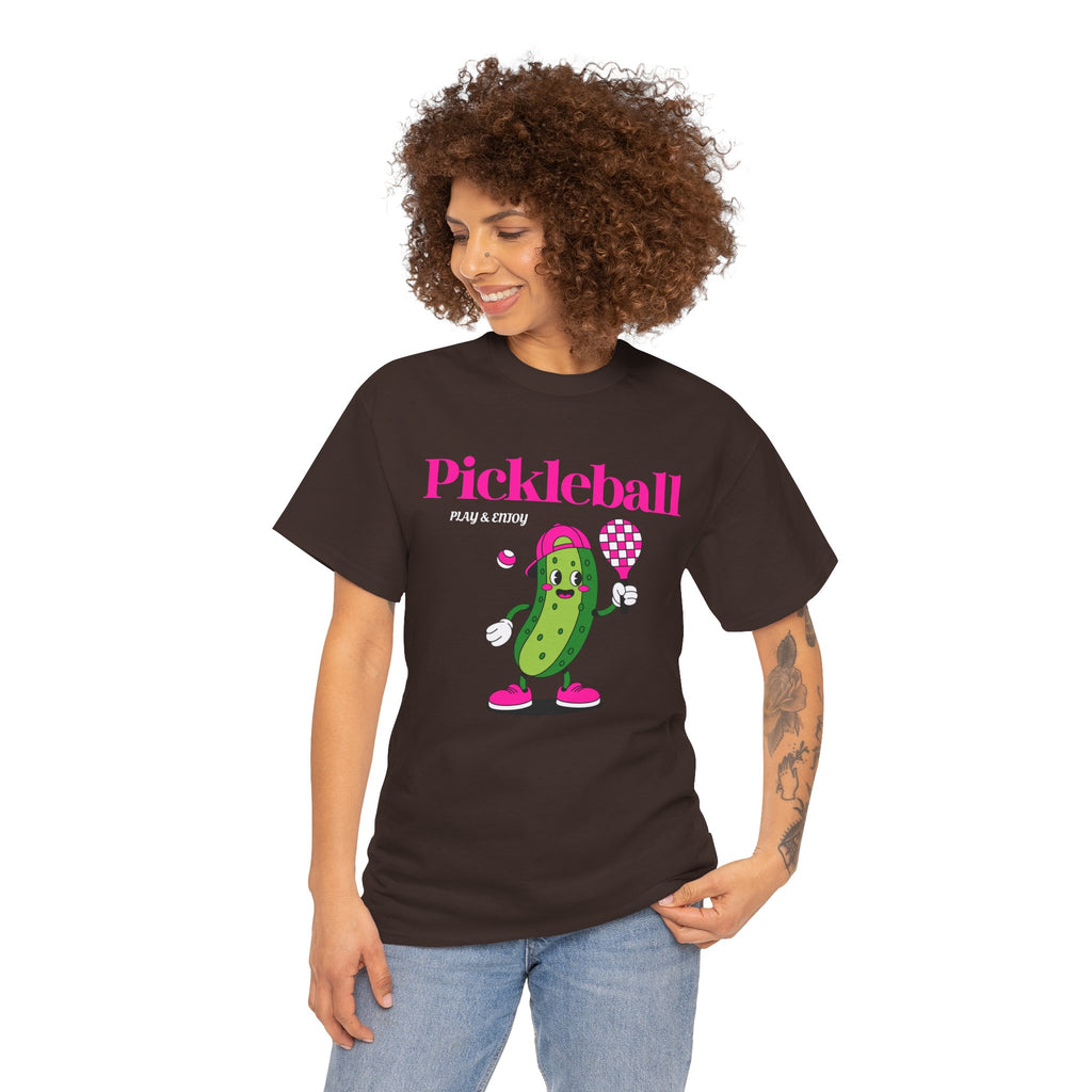 Pickleball Pickle Mascot Tee — Play & Enjoy Graphic T-Shirt