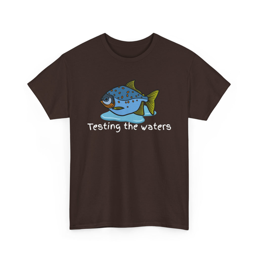 Fishing T‑Shirt — 'Testing the Waters' Blue Fish Tee