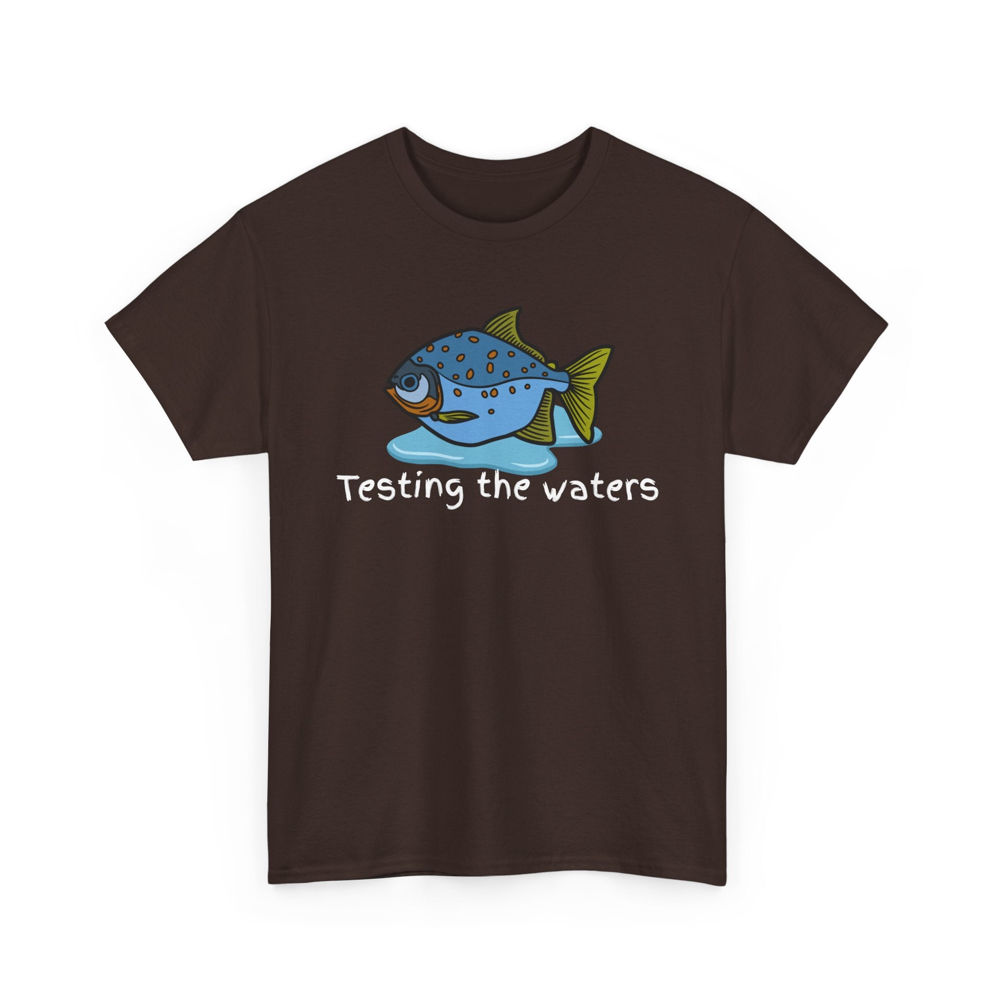 Fishing T‑Shirt — 'Testing the Waters' Blue Fish Tee