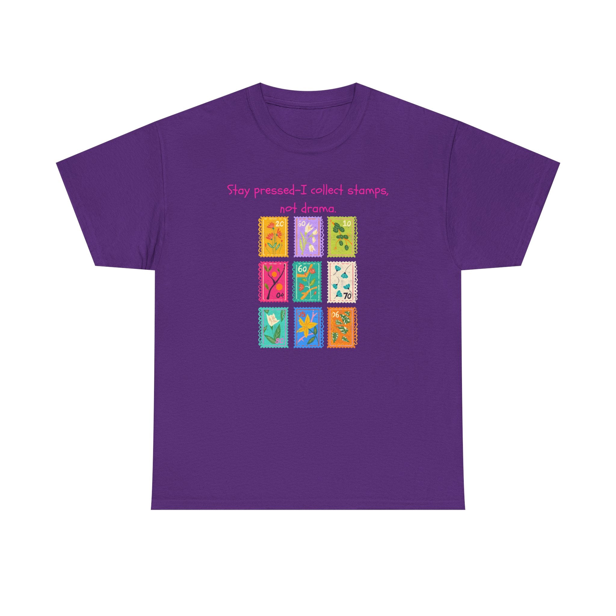 Stamp Collector Graphic Tee – "Stay pressed—I collect stamps and drama"