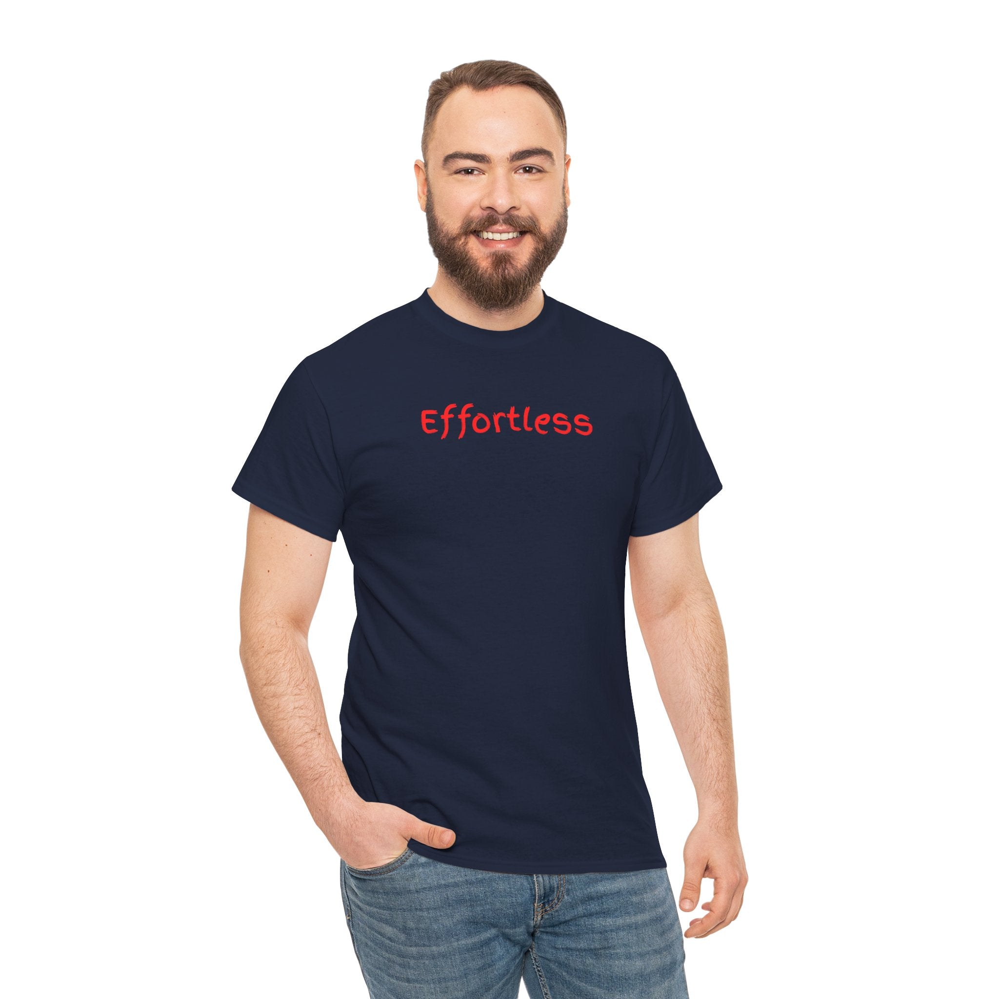Effortless Tee — Minimal Red Script Graphic T-Shirt