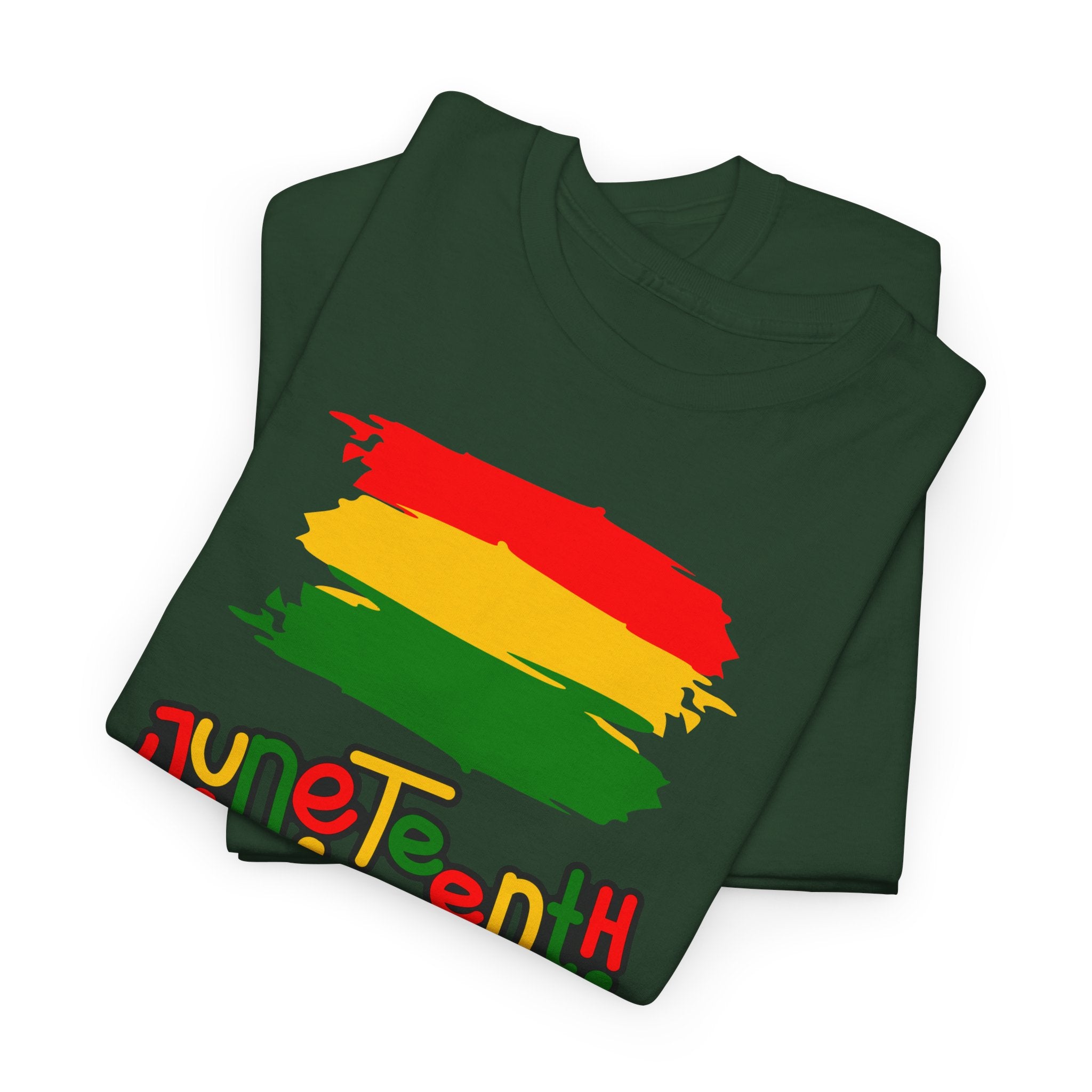 Juneteenth Graphic Tee — Rasta Flag Brushstroke Design