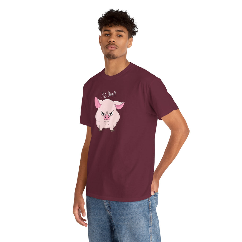 Pig Deal! Cute Angry Pig Graphic Tee — Funny Farm Animal T-Shirt