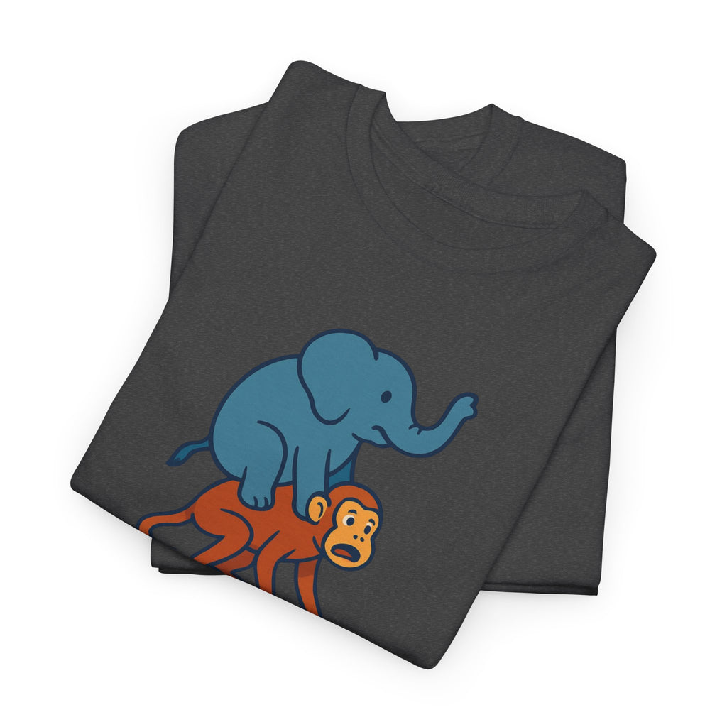 Funny Elephant Riding Monkey T-Shirt — "Send Help" Graphic Tee