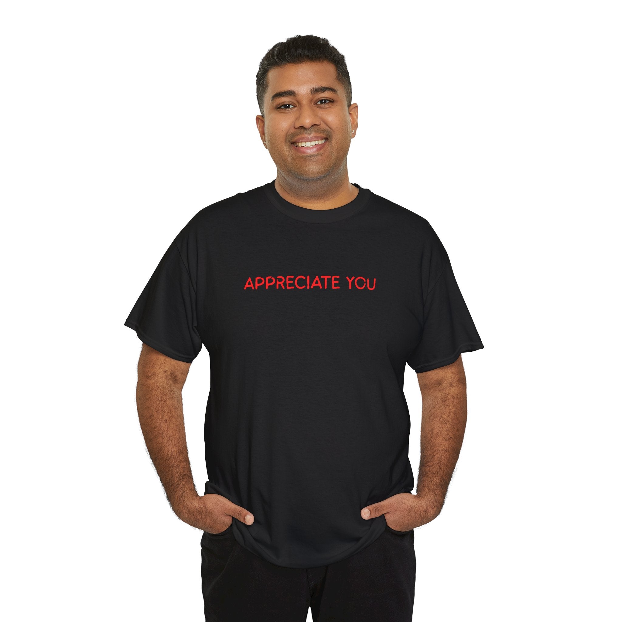 Appreciate You Tee – Minimalist Red Text Graphic T‑Shirt