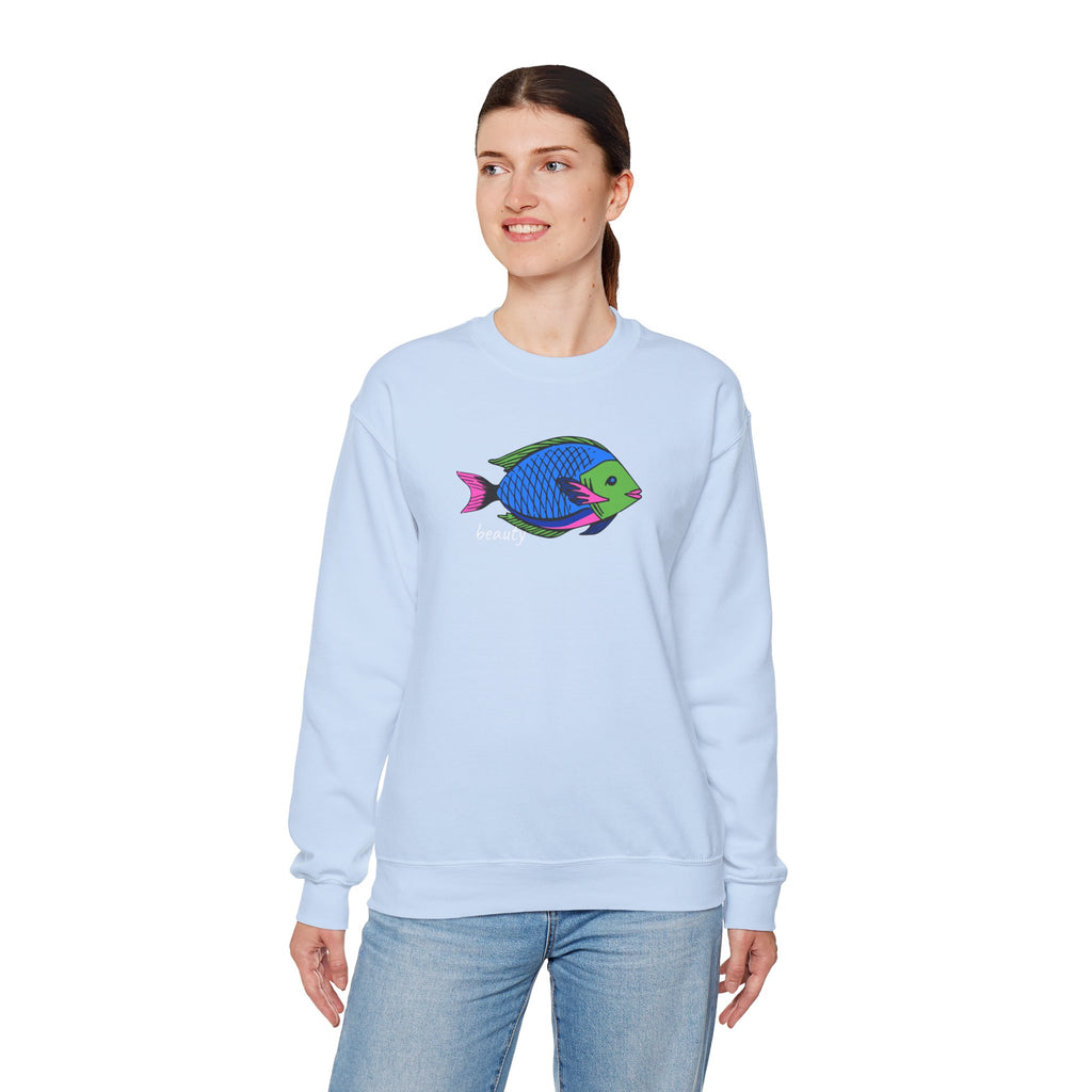 Fish Graphic Sweatshirt — Neon Tropical Fish 'beauty' Crewneck