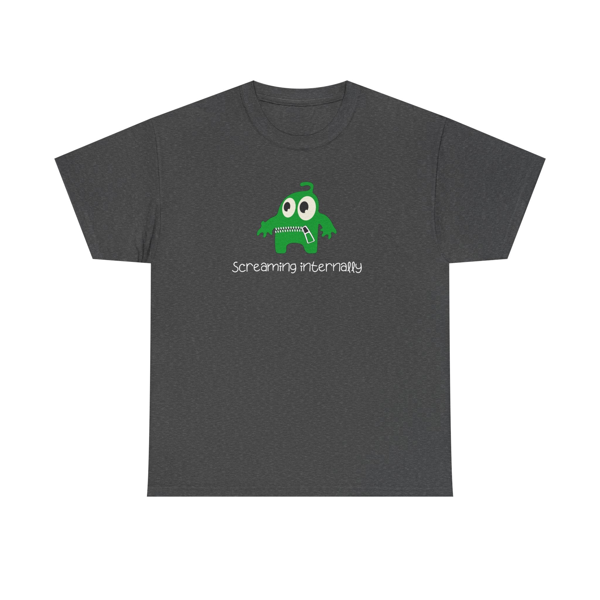 Screaming Internally Tee — Cute Green Monster Graphic Shirt