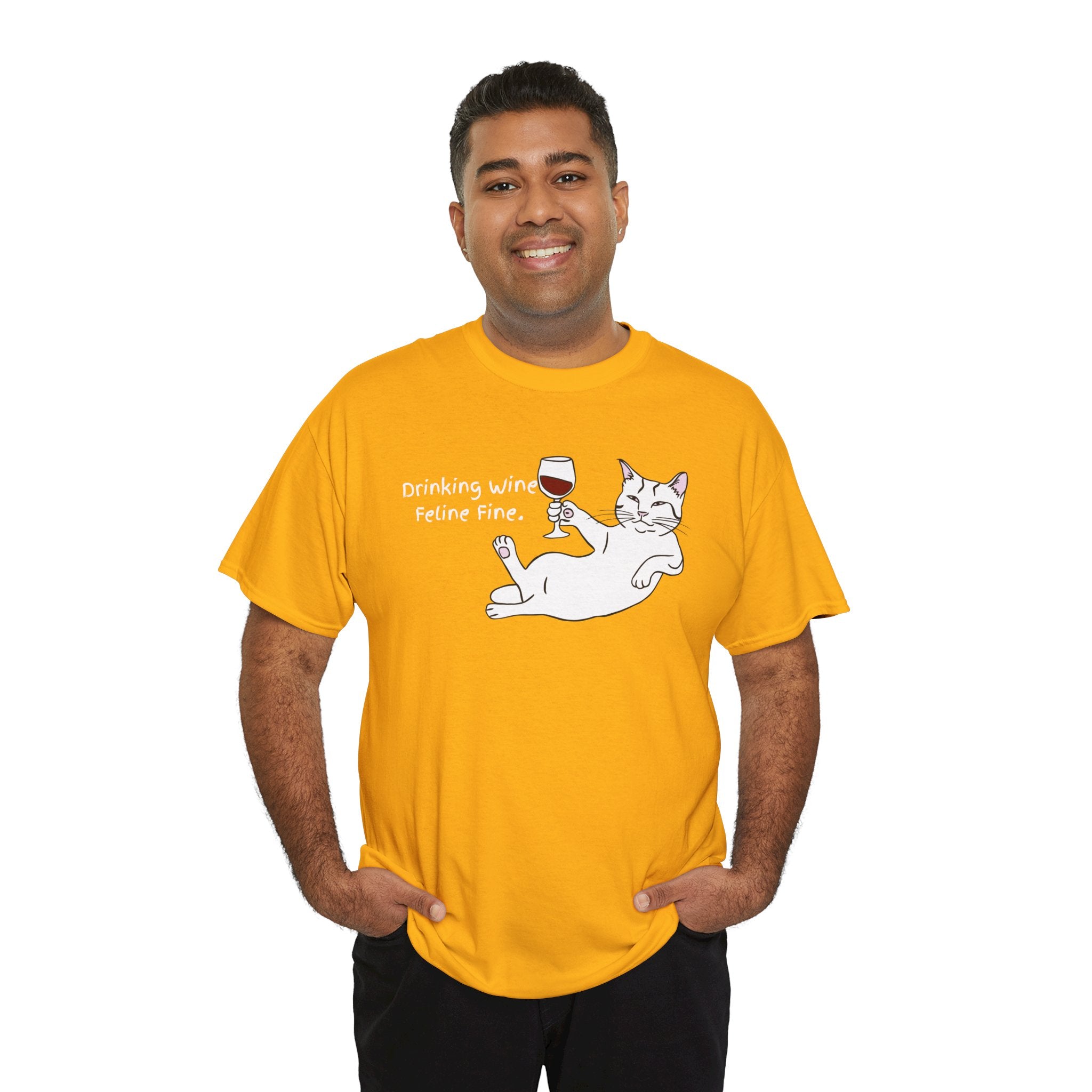 Drinking Wine, Feline Fine Cat Tee