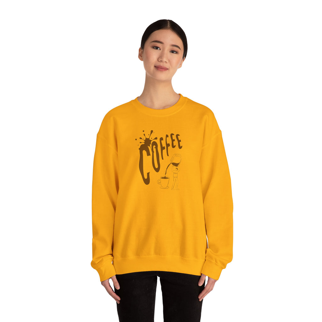 Coffee Lover Crewneck Sweatshirt — Retro Brown Coffee Graphic