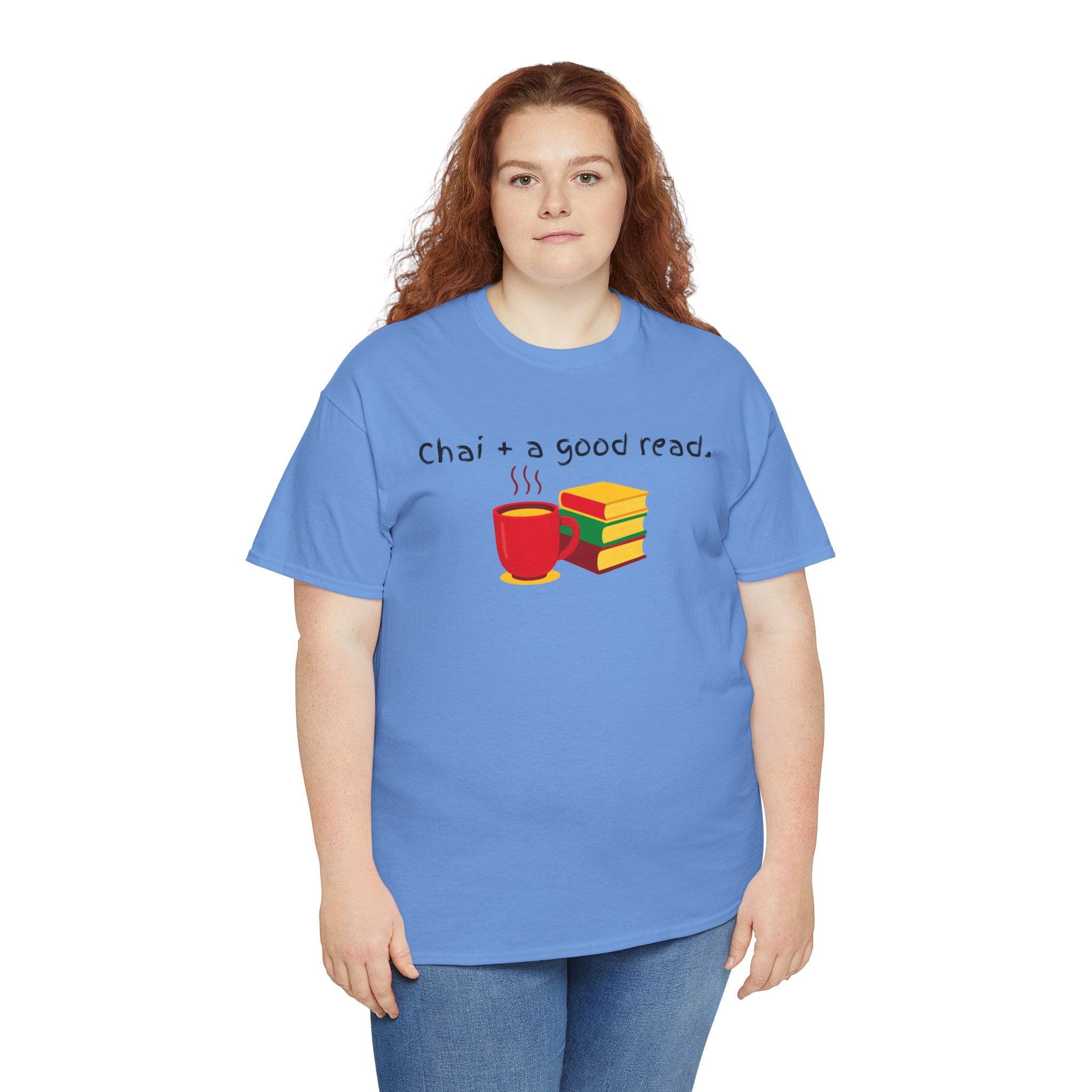 Chai + A Good Read T-Shirt — Tea & Books Graphic Tee for Book Lovers