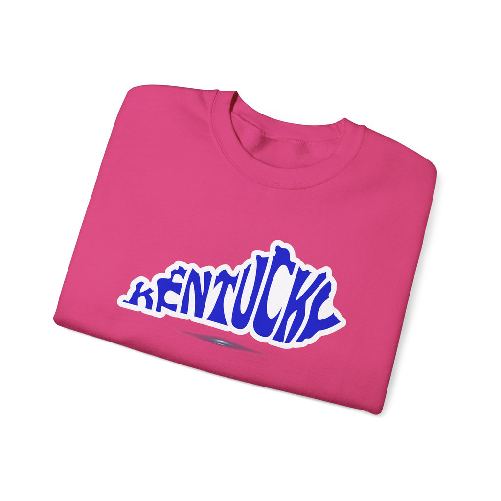 Kentucky State Outline Crewneck Sweatshirt — Blue 'Kentucky' Typography
