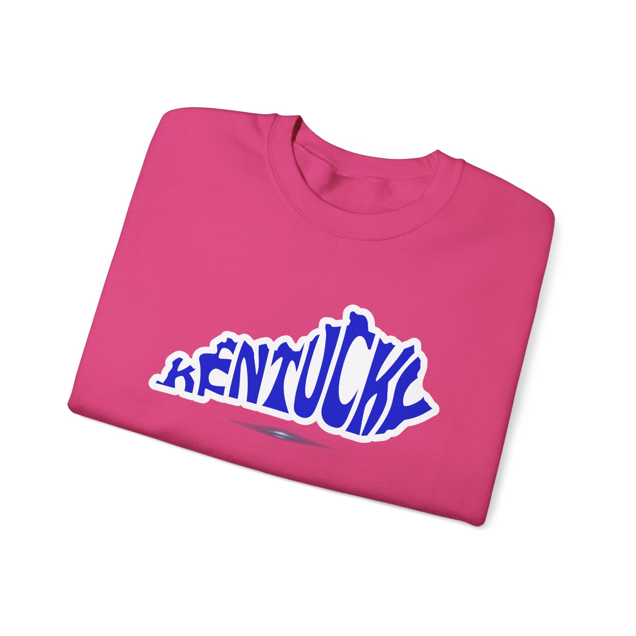 Kentucky State Outline Crewneck Sweatshirt — Blue 'Kentucky' Typography