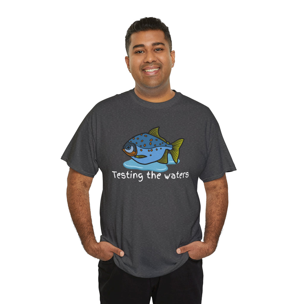 Fishing T‑Shirt — 'Testing the Waters' Blue Fish Tee