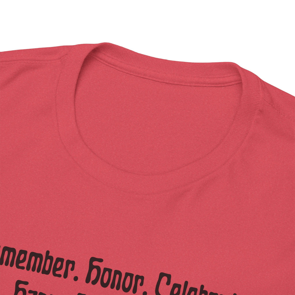 Juneteenth Celebration T‑Shirt — "Remember. Honor. Celebrate. Happy Juneteenth" with Pan-African Heart Design