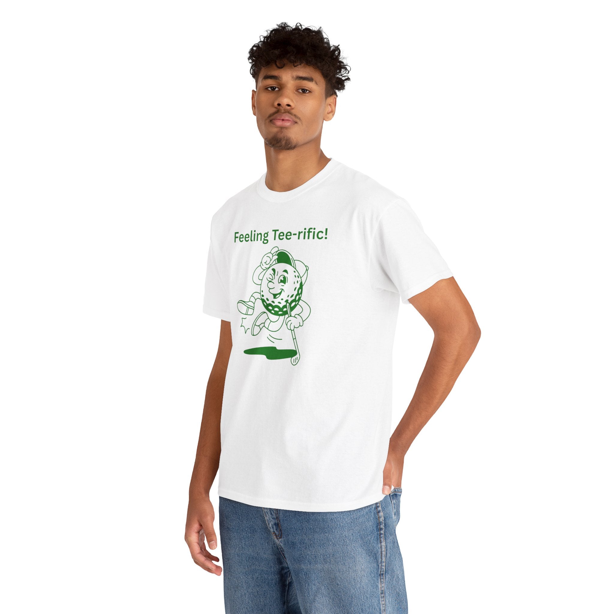 Golf Tee T-Shirt — "Feeling Tee-rific!" Vintage Golf Character Shirt