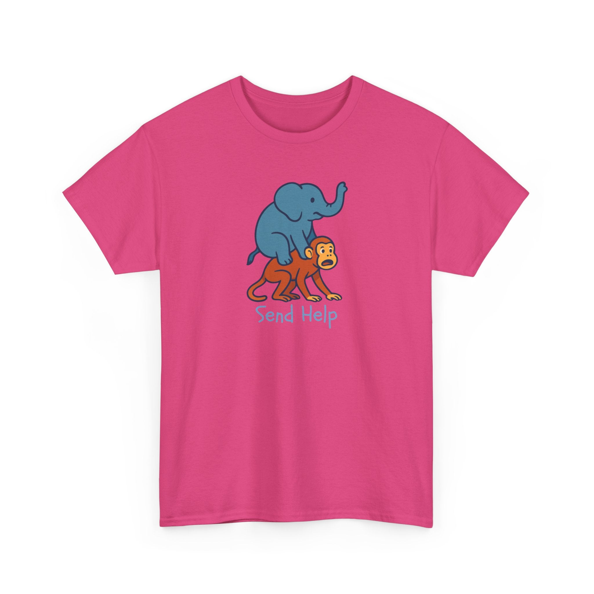 Funny Elephant Riding Monkey T-Shirt — "Send Help" Graphic Tee