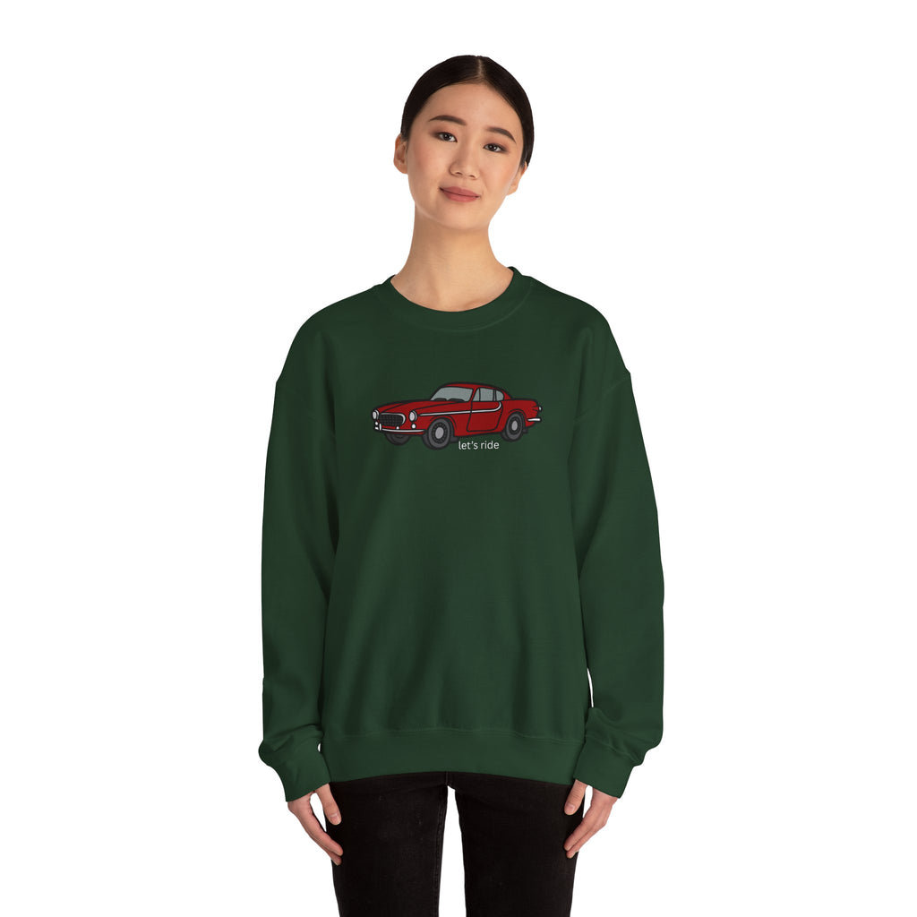 Classic Red Muscle Car Sweatshirt — “let’s ride” Crewneck