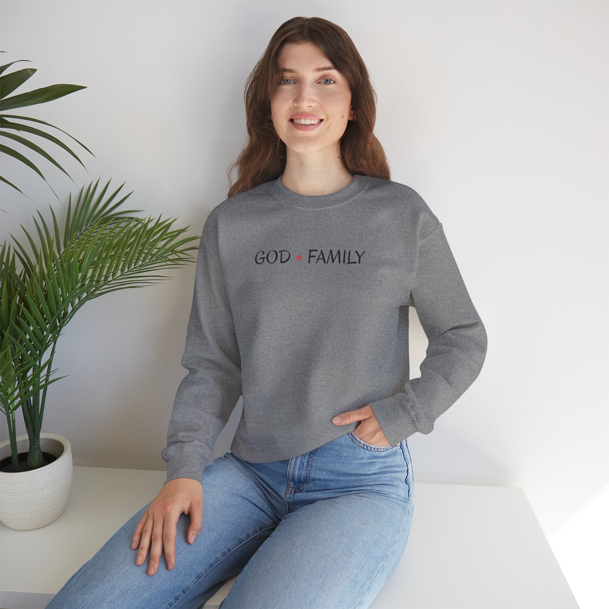 God + Family Crewneck Sweatshirt — Faith-Inspired Family Pullover