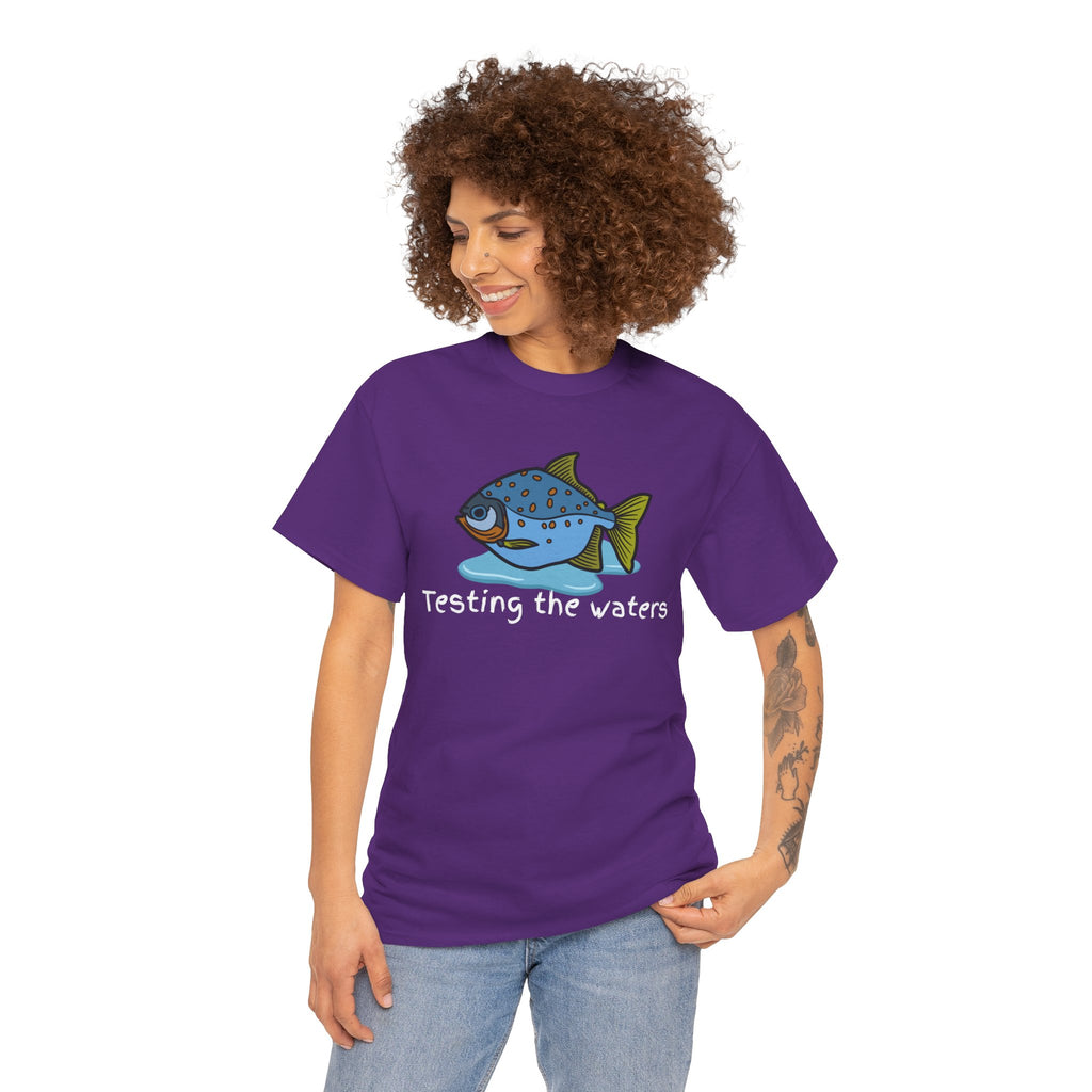 Fishing T‑Shirt — 'Testing the Waters' Blue Fish Tee