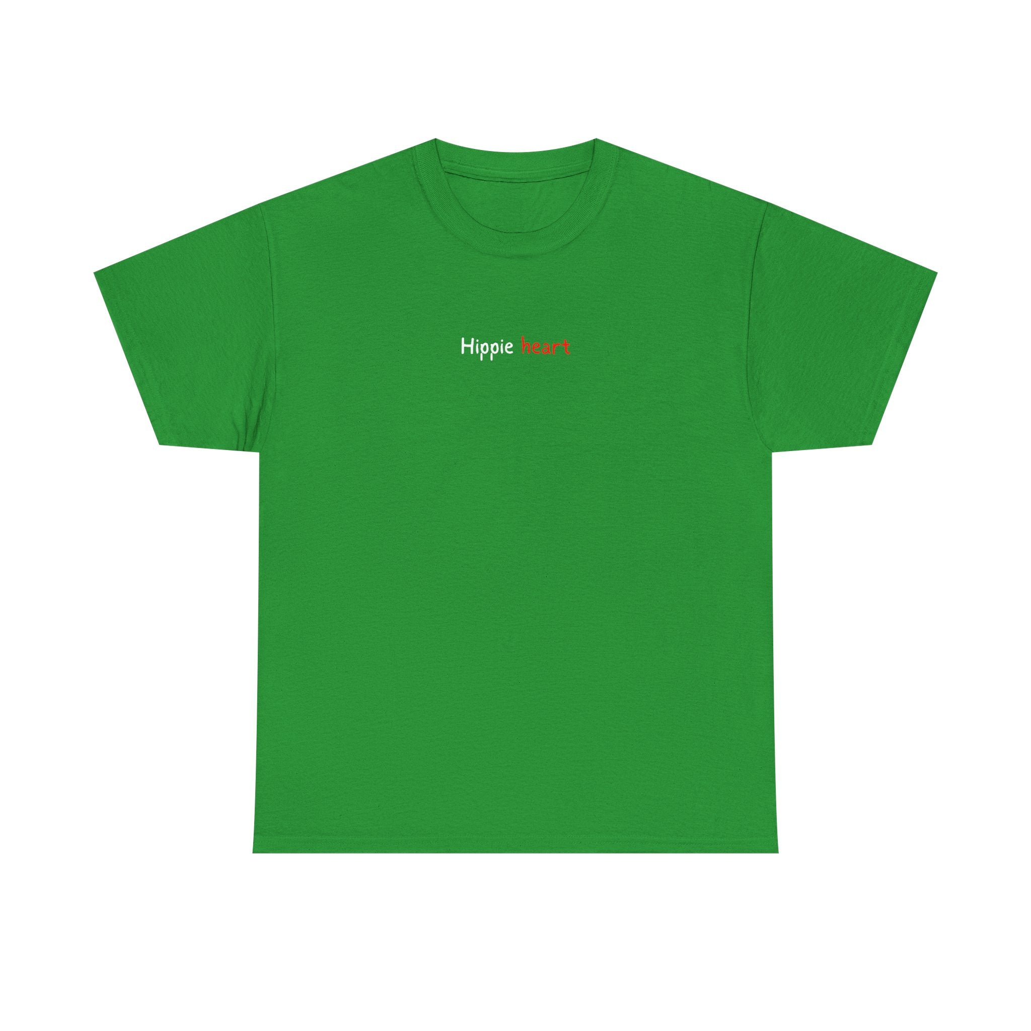Hippie Heart Black Tee — Minimal Retro Love Graphic T-Shirt